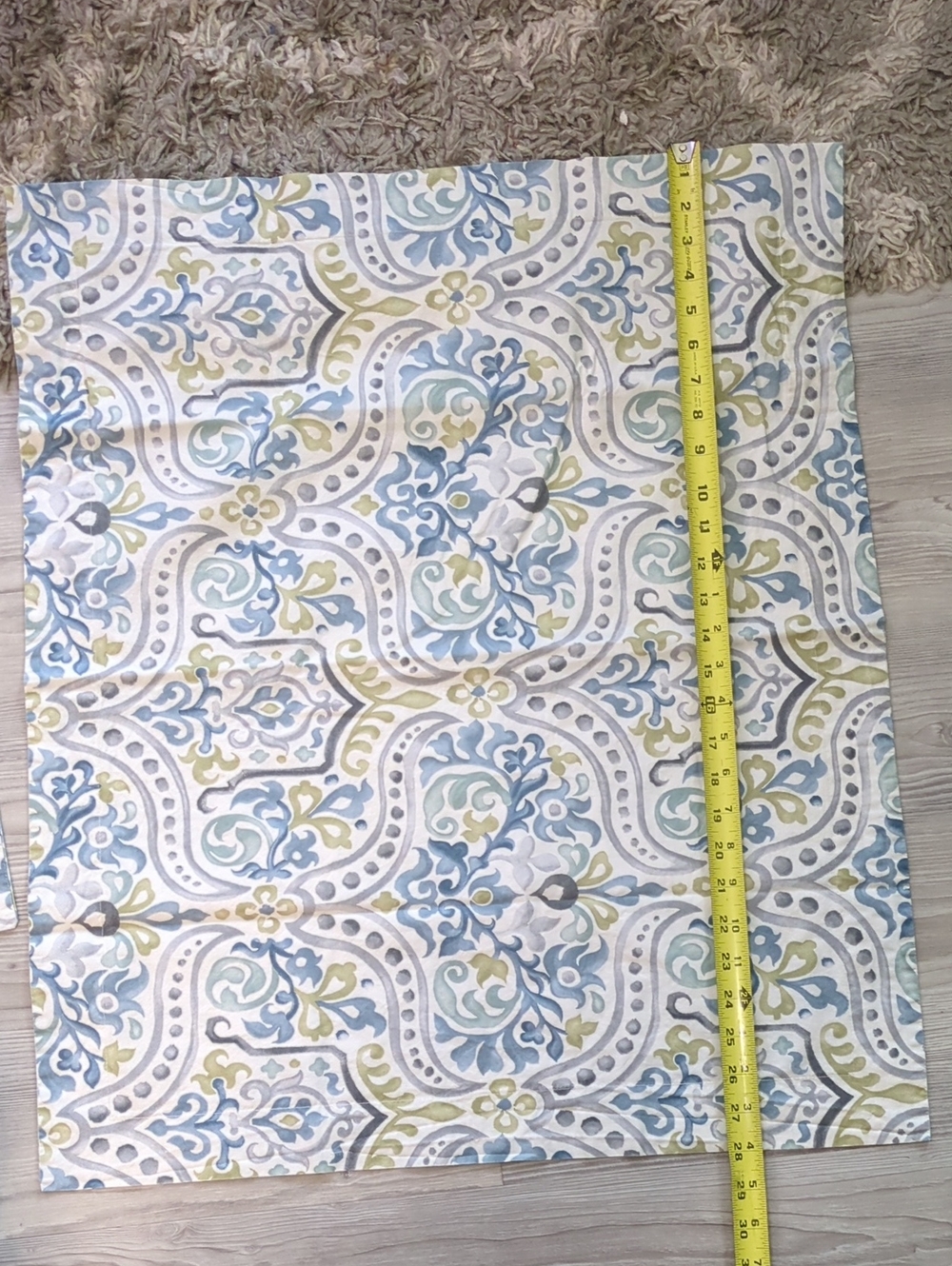 Pottery Barn King Duvet Cover 2 PCs Jessie Scroll Blue Green Organic Cotton - Picture 8 of 12